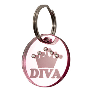 'Pets At Home Diva Engraved Crown Diamante Dog Collar Charm Pink