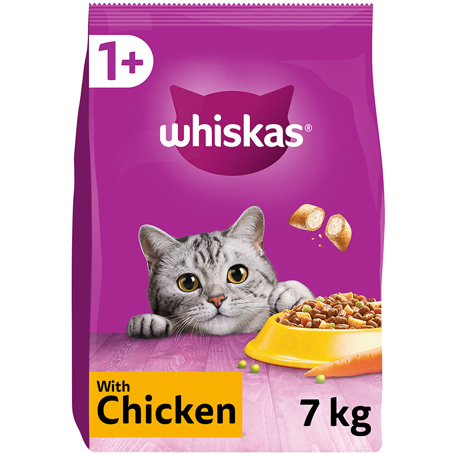 Whiskas 1+ Adult Complete Dry Cat Food with Chicken 7kg Pets At Home