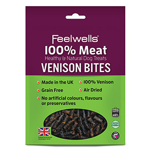 Feelwells Healthy Natural 100% Meat Venison Bites Dog Treats 100G
