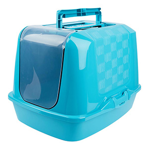 Sunny Daze Hooded Cat Loo Litter Tray Blue | Pets At Home