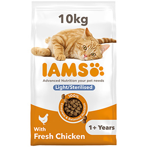 iams light cat food 10kg