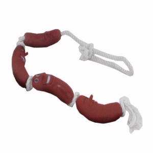 sausages on a rope dog toy