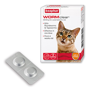 Small Dogs & Large Dogs Tapeworm Caterpillar Beaphar WORMclear for Worming Tablets for Cats 