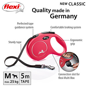 Flexi Classic Tape Retractable Dog Leash, Medium 5M - Modern Pets