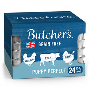 butcher's puppy perfect dog food trays 24x150g