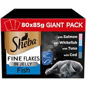 Sheba Fine Flakes Wet Adult Cat Food Fish in Jelly Giant Pack