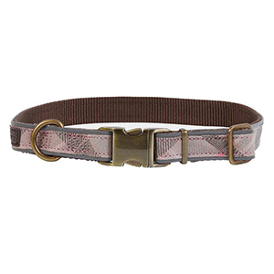 barbour pink tartan dog collar