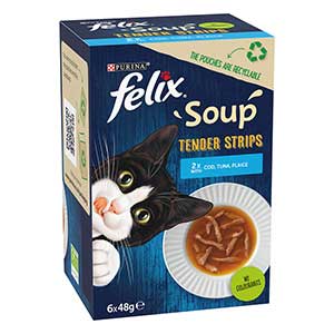 Cat Soup Bundle Including Purina Felix 24 Pouches - FISH Selection  (12x48g-cod,tuna,plaice) FARM Selection (12x48g-beef,chicken,lamb) and  exclusive sample of Ubipet Catnip 5g : : Pet Supplies