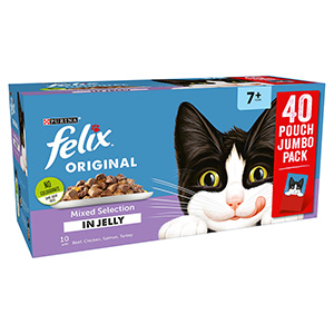 Felix Senior 7 Wet Cat Food Mixed Selection in Jelly 40x100g