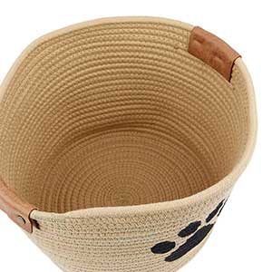 Medium, Coffee White Cotton Rope Handmade Woven Household Pet Toys Storage,Desktop Box Rope Woven Basket Cat Toys Box Thickened Storage Box with Handles 