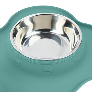 Silicone Pet Mat + Stainless Steel Double Diner - 3.5 Cups - Boots