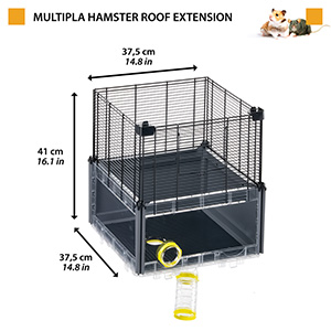 Ferplast Large Hamster Cage, Mouse Cage MULTIPLA Hamster Crystal, in Metal  Mesh and Recycled Plastic, with Accessories, Black, Medium