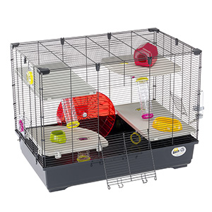 Ferplast Large Hamster Cage, Mouse Cage MULTIPLA Hamster, in Metal Mesh and  Recycled Plastic, with Accessories, Modular, Black,Small
