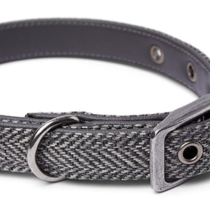 Wainwright's Luxury Woven Herringbone Dog Collar Grey 