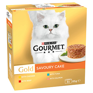 Gourmet Gold Savoury Cake Wet Adult Cat Food Meat and Fish 8x85g