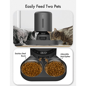 PetLibro Dual Granary Automatic Cat Dog Food Tray Feeder Black 5