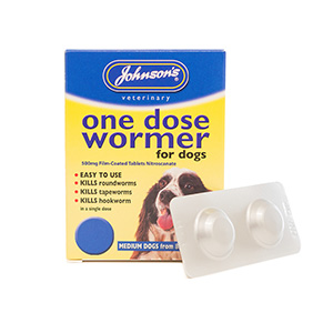 Johnsons One Dose Wormer Size 2 For Medium Dogs 2 Tablets