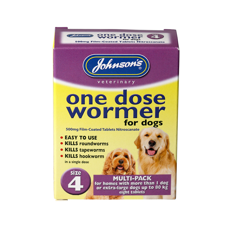 Johnson's One Dose Easy Worming Tablets Size 4 for Dogs up to 80kg ...