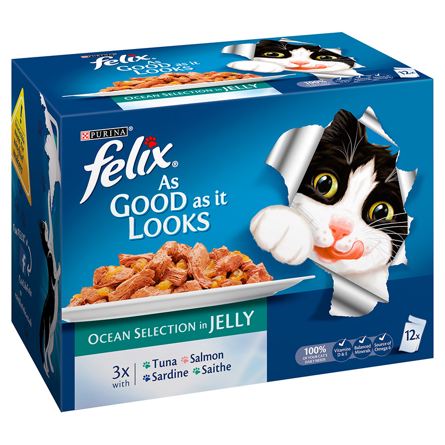 Felix As Good As It Looks Adult Wet Cat Food Ocean Selection 12x100g