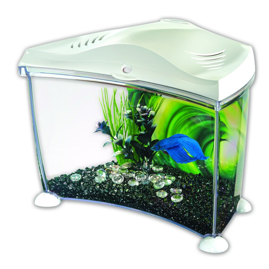 7L Betta Tank White Small Stylish Fish Aquarium with