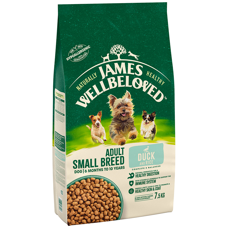 James Wellbeloved Small Breed Dry Adult Dog Food Duck And Rice 75kg