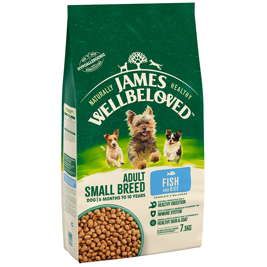 James Wellbeloved Small Breed Dry Adult Dog Food Fish & Rice 7.5kg ...