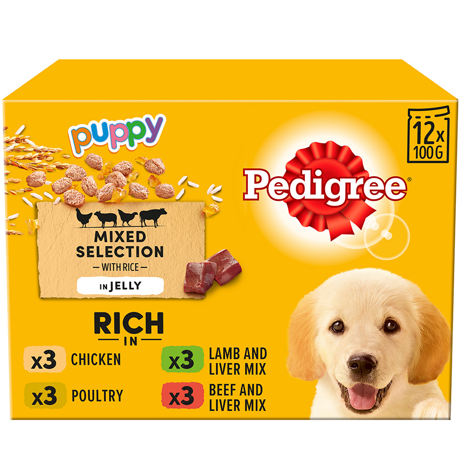 Pedigree Wet Puppy Food Mixed in Jelly Pouches 12 x 100g | Pets At Home