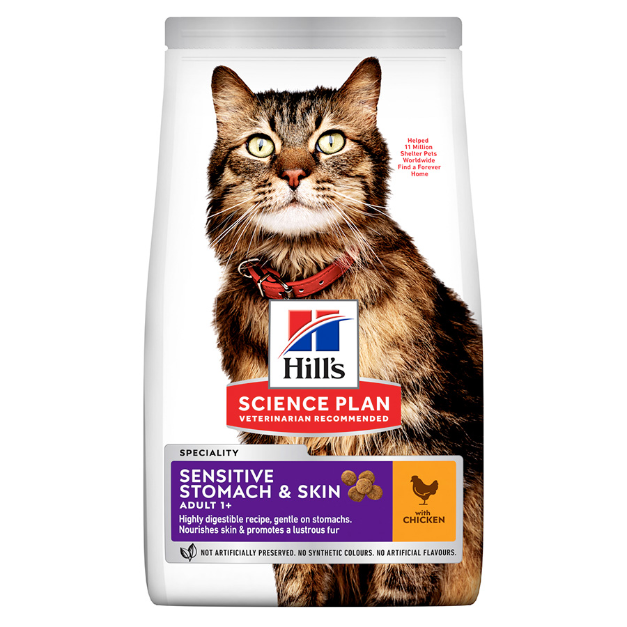 Hill's Science Plan Feline Adult Sensitive Stomach and Skin Cat Food ...