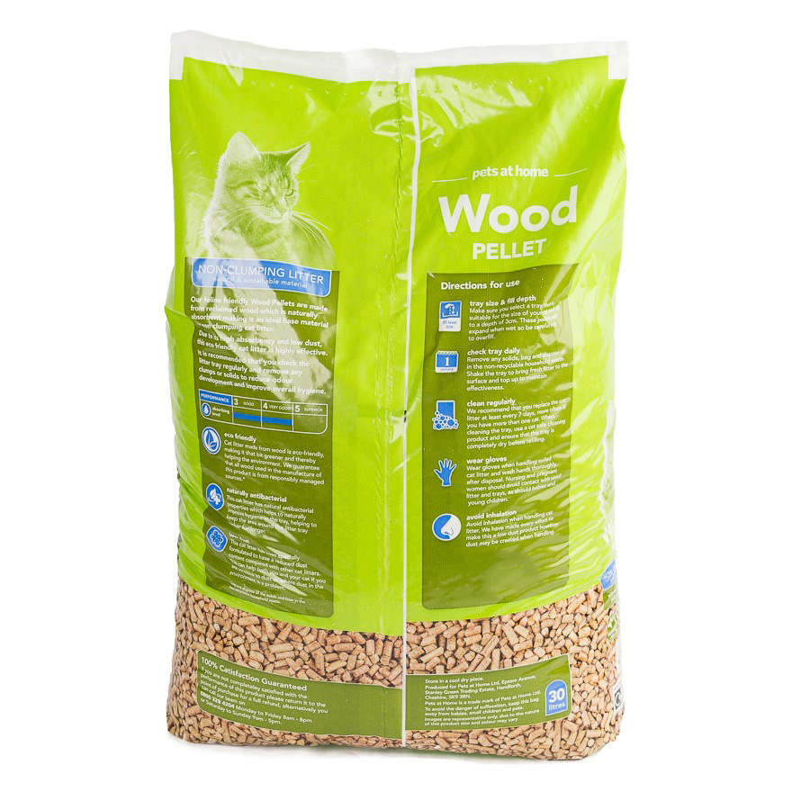 Pets at Home Wood Pellet Non Clumping Cat Litter 30 Litre Pets At Home