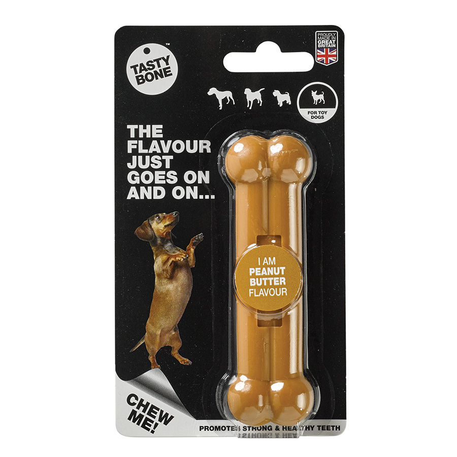 TastyBone Nylon Peanut Butter Flavour Toy Dog Chew Toy X Small/Small