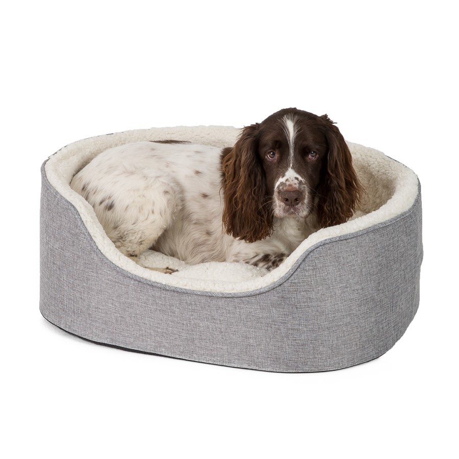Pets at Home Linen Grey Oval Dog Bed 