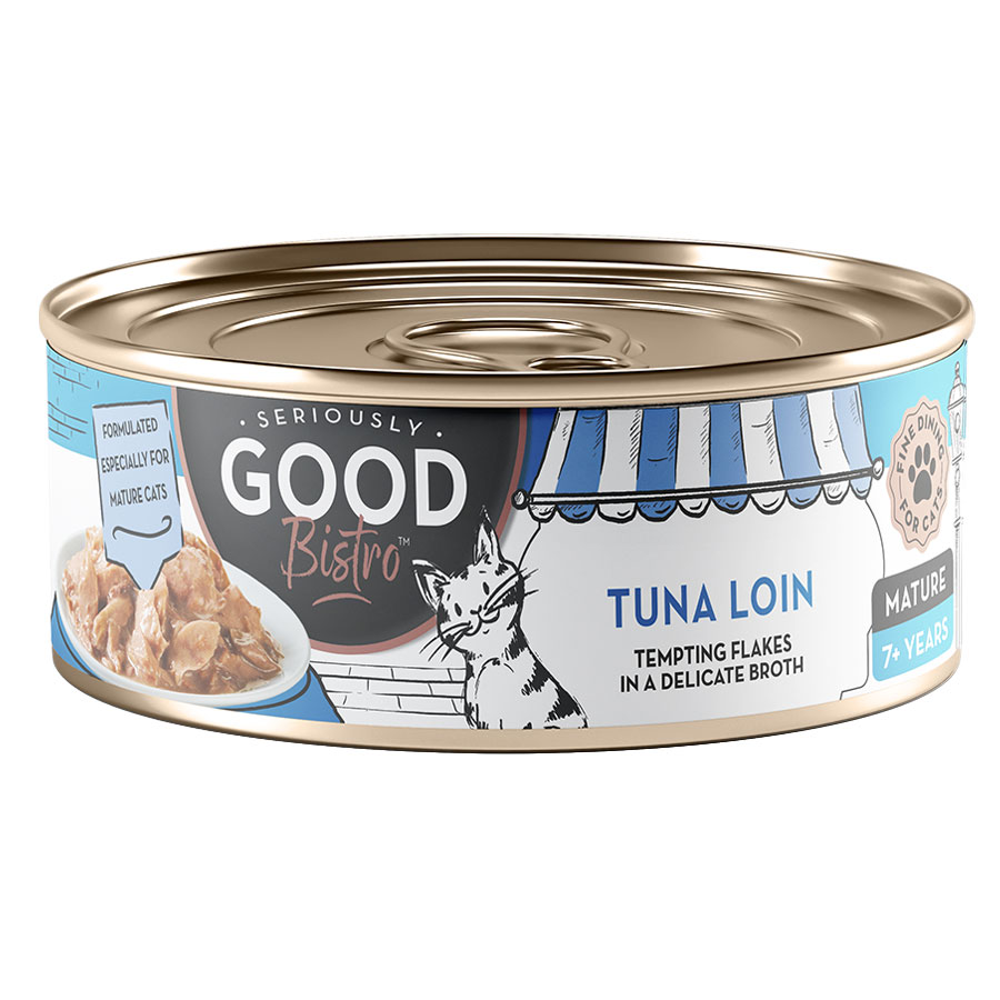 Seriously Good Bistro Tuna Loin Fine Flakes Senior Cat Food Tin 70g