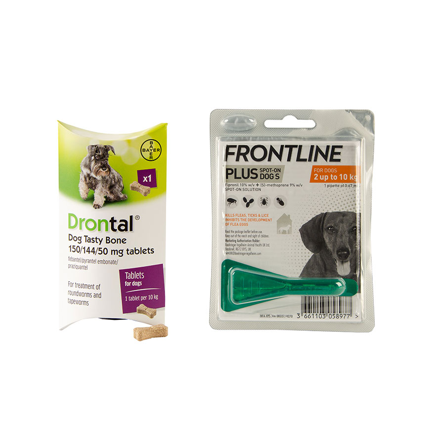 FRONTLINE Plus Spot On Flea and Tick with Drontal Worming Treatment for 