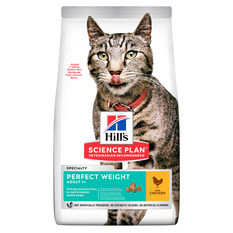 Hill's Science Plan Perfect Weight Dry Adult Cat Food Chicken 2.5kg ...