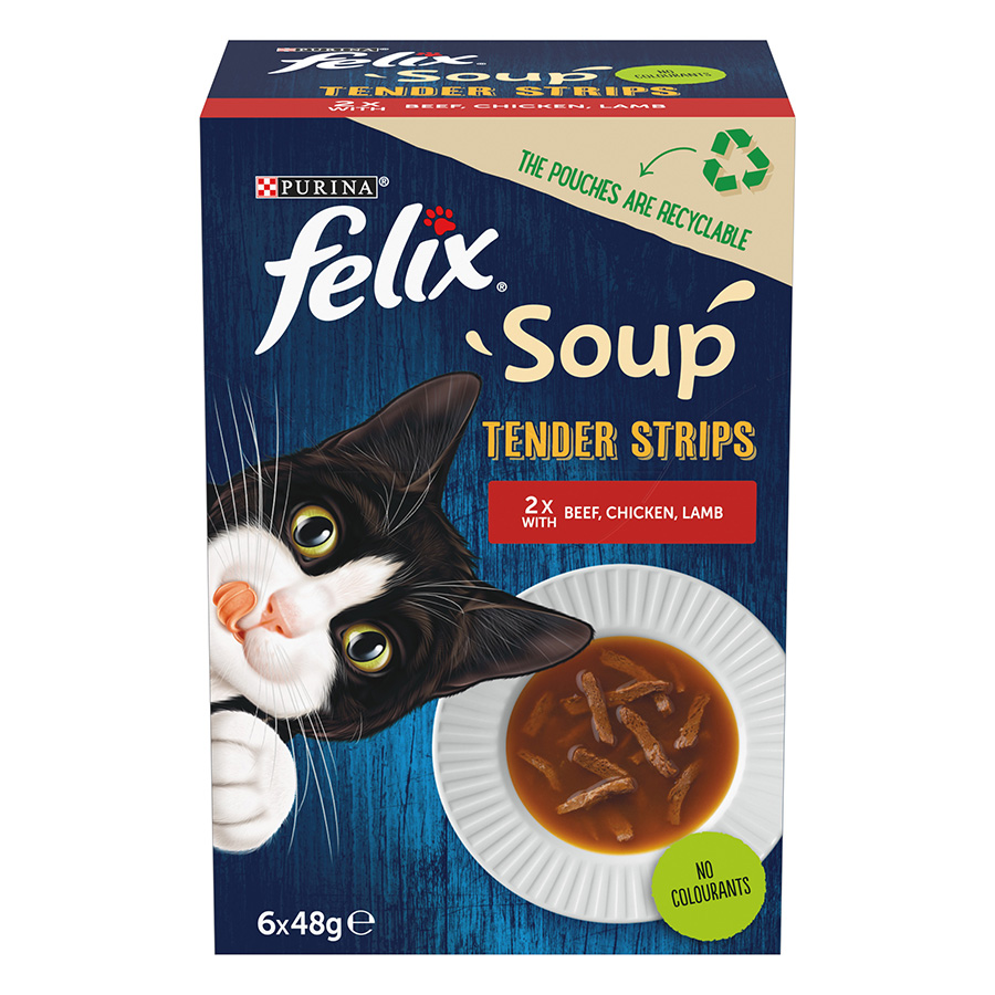 Felix Soup Tender Strips Adult Wet Cat Food Farm Selection 6x48g | Pets ...