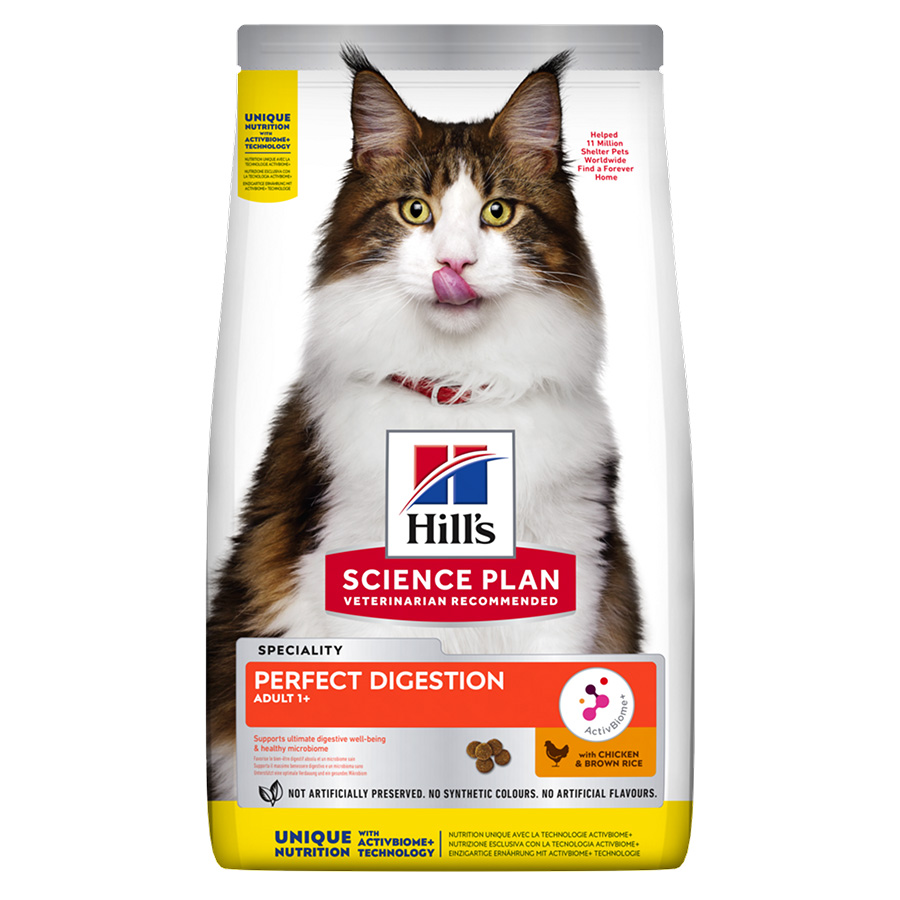 Hill's Science Plan Perfect Digestion Dry Adult Cat Food Chicken 1.5kg ...