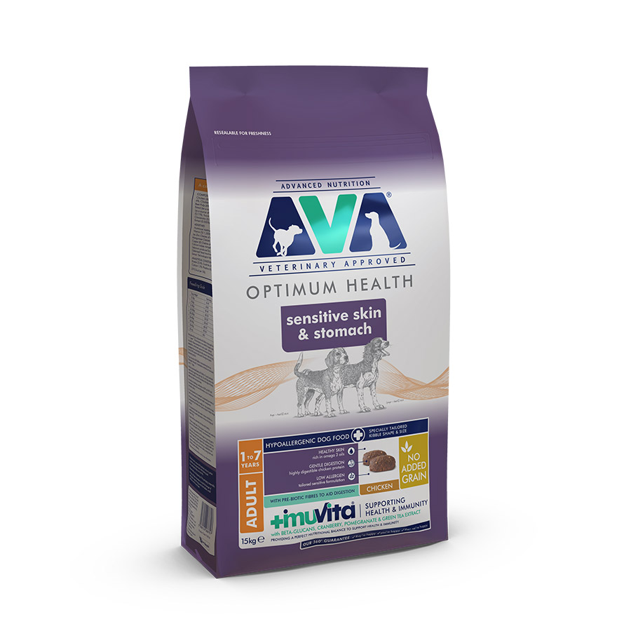 AVA Sensitive Skin and Stomach Dry Adult Dog Food Chicken 15kg | Pets