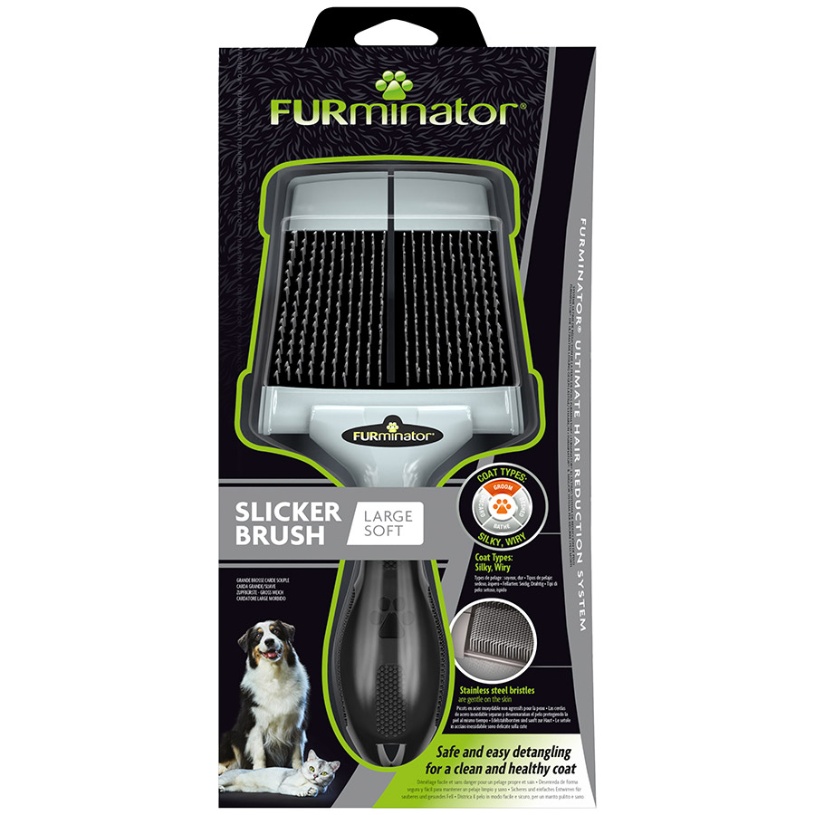 FURminator Soft Slicker Dog and Cat Brush for Silky, Wiry Coats | Pets ...