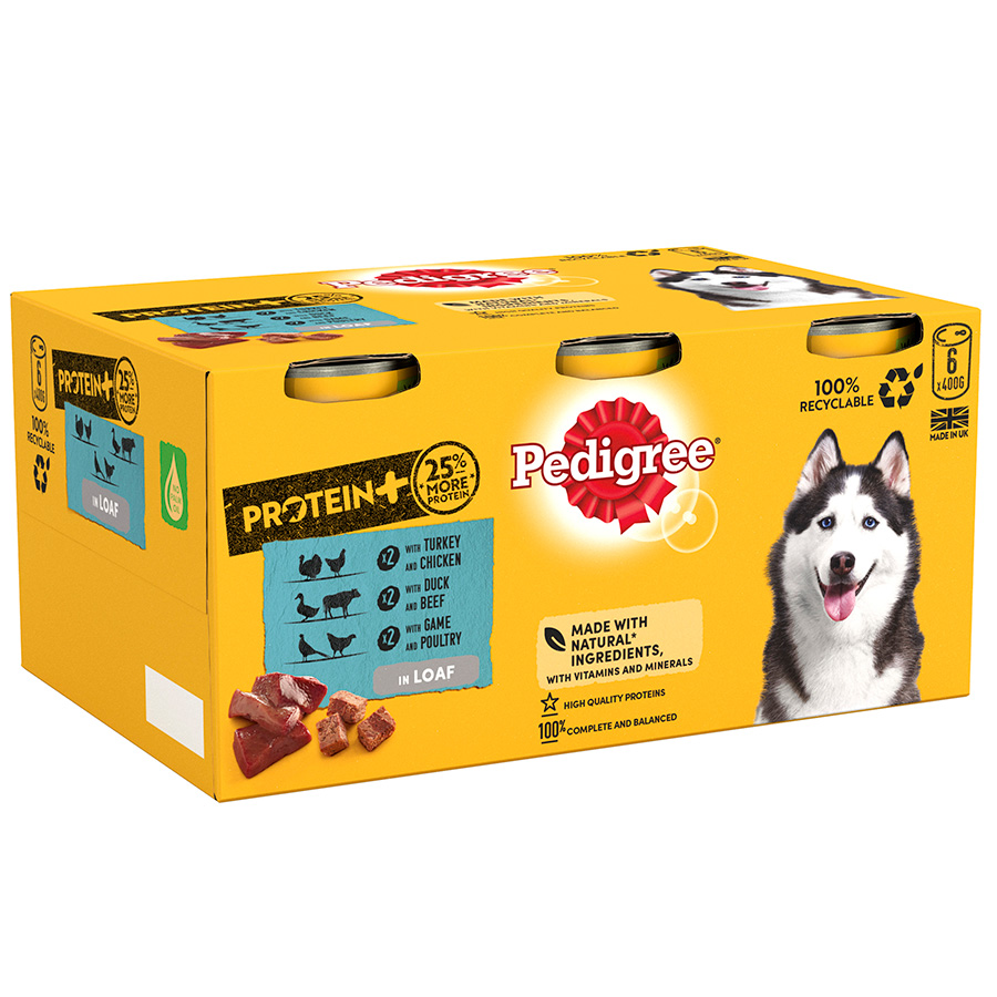 Pedigree Protein Plus Wet Adult Dog Food Mixed Selection in Loaf 6x400g